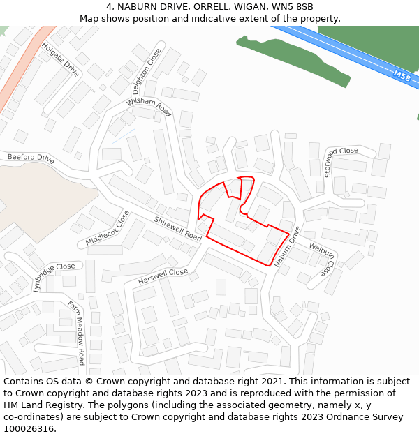 4, NABURN DRIVE, ORRELL, WIGAN, WN5 8SB: Location map and indicative extent of plot
