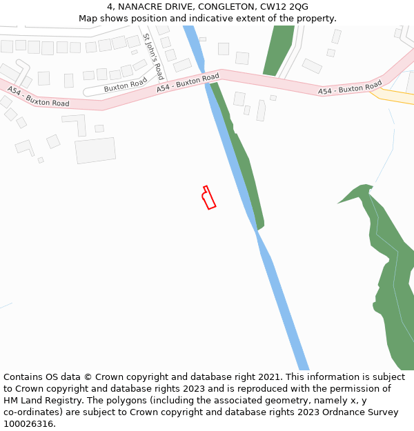 4, NANACRE DRIVE, CONGLETON, CW12 2QG: Location map and indicative extent of plot