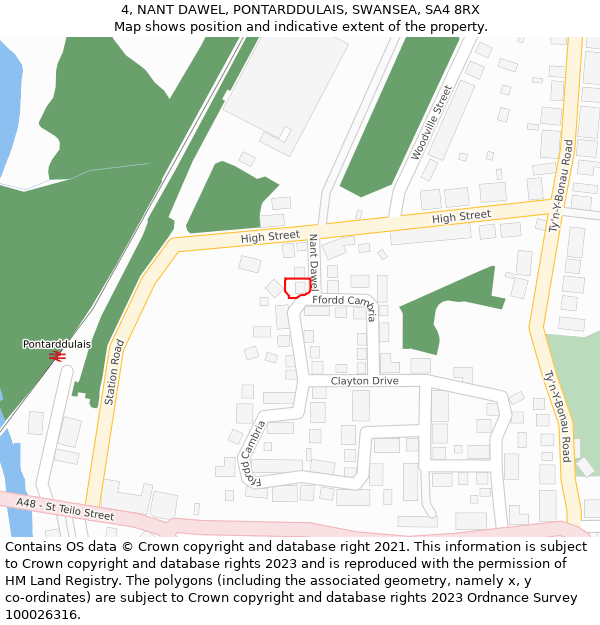 4, NANT DAWEL, PONTARDDULAIS, SWANSEA, SA4 8RX: Location map and indicative extent of plot