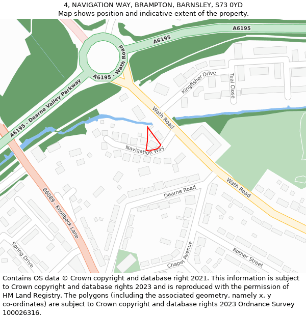 4, NAVIGATION WAY, BRAMPTON, BARNSLEY, S73 0YD: Location map and indicative extent of plot