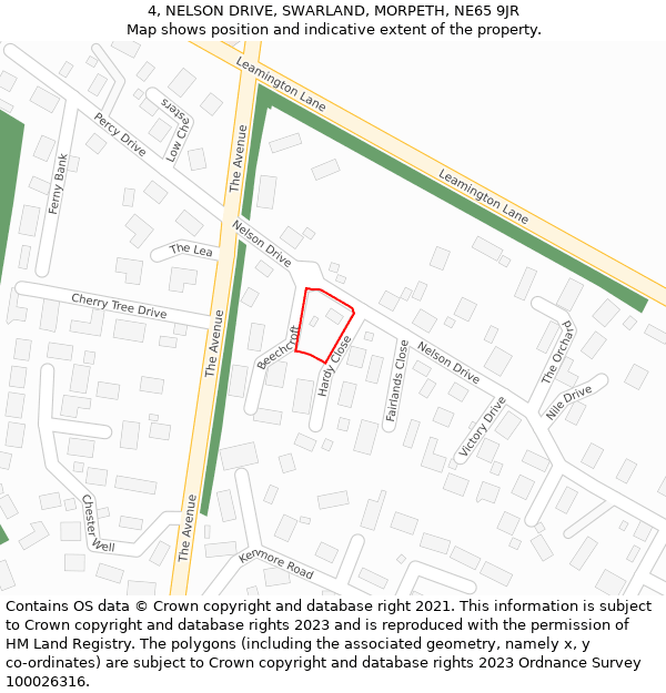 4, NELSON DRIVE, SWARLAND, MORPETH, NE65 9JR: Location map and indicative extent of plot