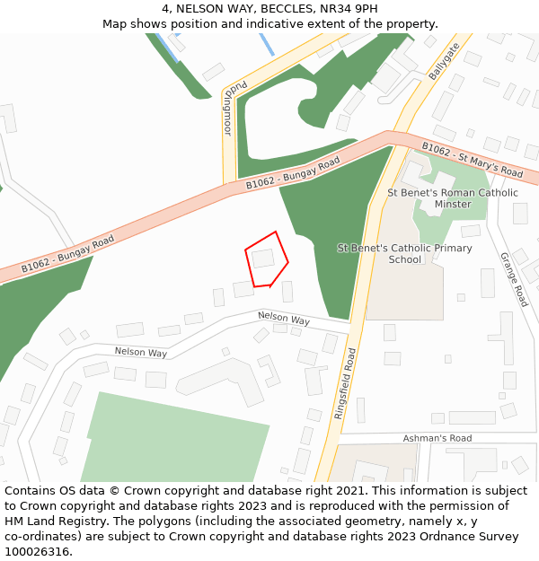 4, NELSON WAY, BECCLES, NR34 9PH: Location map and indicative extent of plot