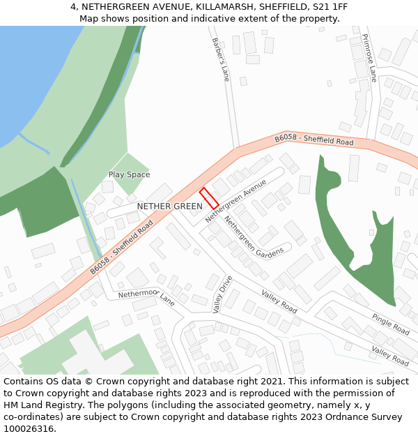 4, NETHERGREEN AVENUE, KILLAMARSH, SHEFFIELD, S21 1FF: Location map and indicative extent of plot