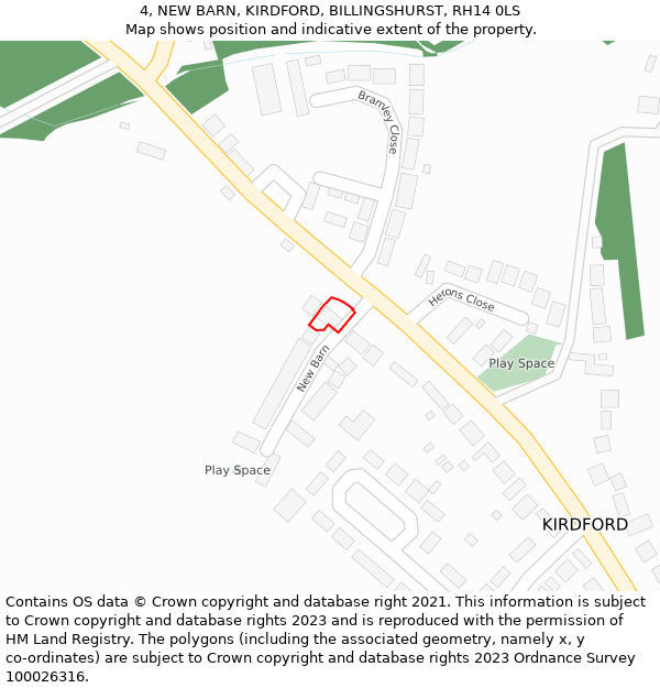 4, NEW BARN, KIRDFORD, BILLINGSHURST, RH14 0LS: Location map and indicative extent of plot