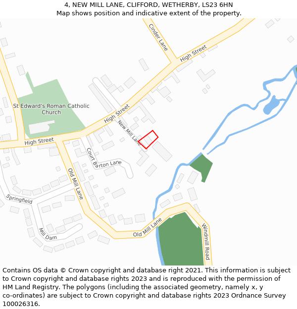 4, NEW MILL LANE, CLIFFORD, WETHERBY, LS23 6HN: Location map and indicative extent of plot