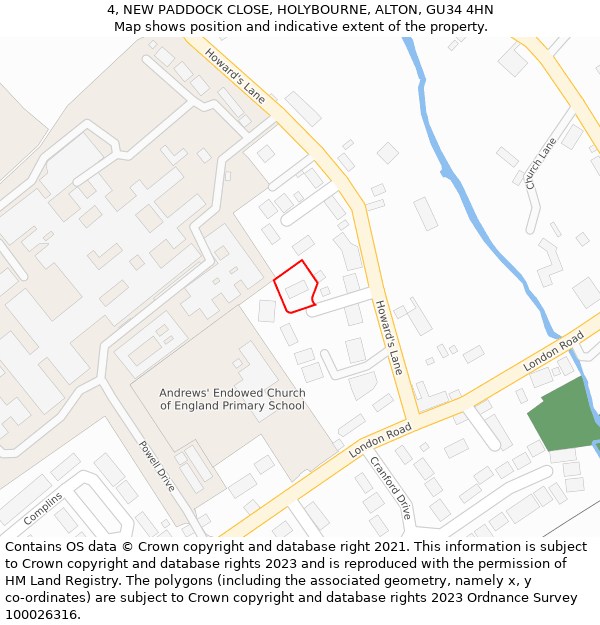 4, NEW PADDOCK CLOSE, HOLYBOURNE, ALTON, GU34 4HN: Location map and indicative extent of plot