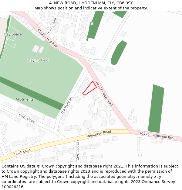 4, NEW ROAD, HADDENHAM, ELY, CB6 3SY: Location map and indicative extent of plot