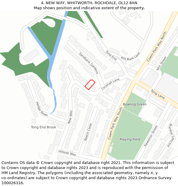 4, NEW WAY, WHITWORTH, ROCHDALE, OL12 8AN: Location map and indicative extent of plot