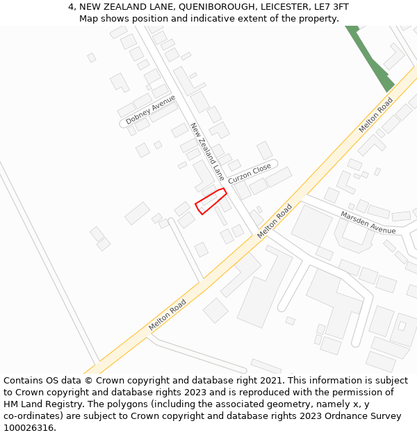 4, NEW ZEALAND LANE, QUENIBOROUGH, LEICESTER, LE7 3FT: Location map and indicative extent of plot