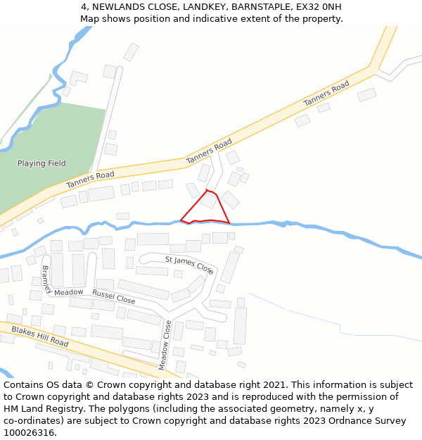 4, NEWLANDS CLOSE, LANDKEY, BARNSTAPLE, EX32 0NH: Location map and indicative extent of plot