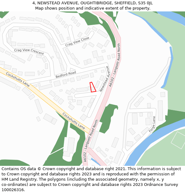 4, NEWSTEAD AVENUE, OUGHTIBRIDGE, SHEFFIELD, S35 0JL: Location map and indicative extent of plot