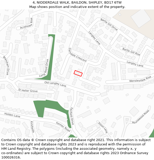 4, NIDDERDALE WALK, BAILDON, SHIPLEY, BD17 6TW: Location map and indicative extent of plot