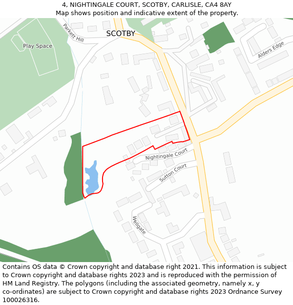 4, NIGHTINGALE COURT, SCOTBY, CARLISLE, CA4 8AY: Location map and indicative extent of plot