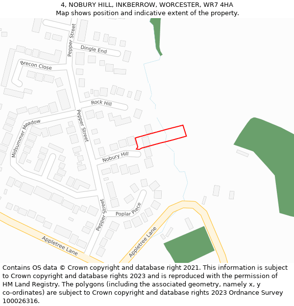 4, NOBURY HILL, INKBERROW, WORCESTER, WR7 4HA: Location map and indicative extent of plot