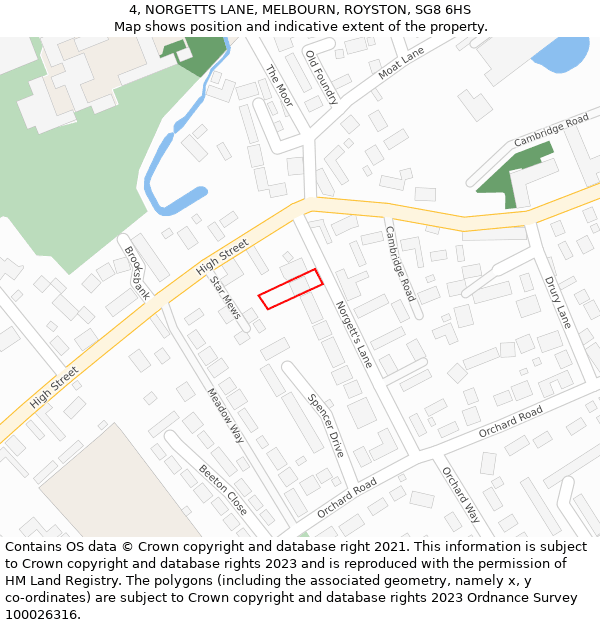 4, NORGETTS LANE, MELBOURN, ROYSTON, SG8 6HS: Location map and indicative extent of plot