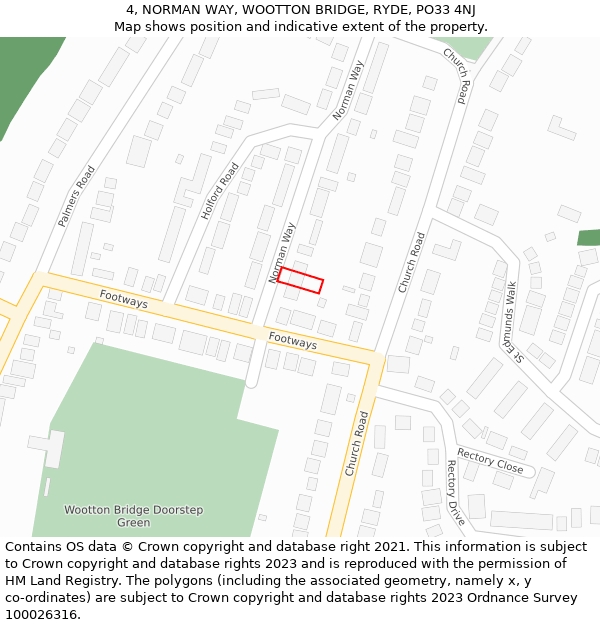 4, NORMAN WAY, WOOTTON BRIDGE, RYDE, PO33 4NJ: Location map and indicative extent of plot