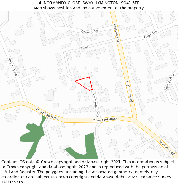 4, NORMANDY CLOSE, SWAY, LYMINGTON, SO41 6EF: Location map and indicative extent of plot