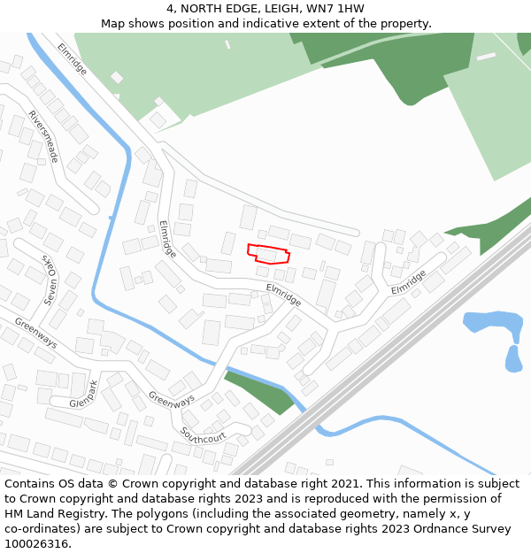 4, NORTH EDGE, LEIGH, WN7 1HW: Location map and indicative extent of plot
