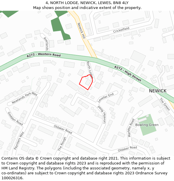 4, NORTH LODGE, NEWICK, LEWES, BN8 4LY: Location map and indicative extent of plot