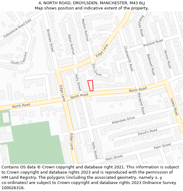 4, NORTH ROAD, DROYLSDEN, MANCHESTER, M43 6LJ: Location map and indicative extent of plot