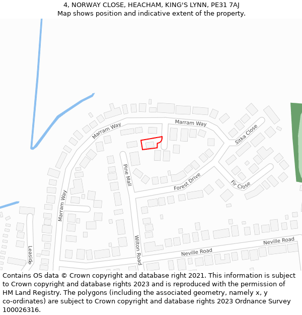 4, NORWAY CLOSE, HEACHAM, KING'S LYNN, PE31 7AJ: Location map and indicative extent of plot