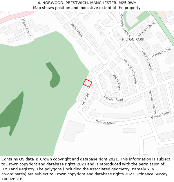 4, NORWOOD, PRESTWICH, MANCHESTER, M25 9WA: Location map and indicative extent of plot