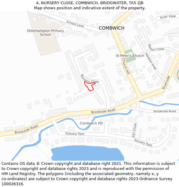 4, NURSERY CLOSE, COMBWICH, BRIDGWATER, TA5 2JB: Location map and indicative extent of plot