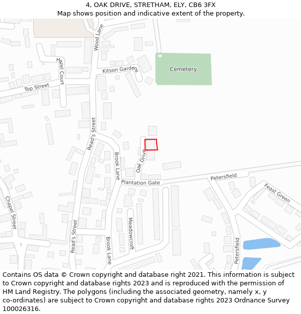 4, OAK DRIVE, STRETHAM, ELY, CB6 3FX: Location map and indicative extent of plot