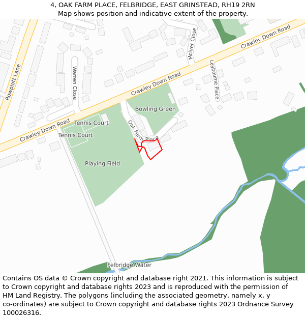 4, OAK FARM PLACE, FELBRIDGE, EAST GRINSTEAD, RH19 2RN: Location map and indicative extent of plot