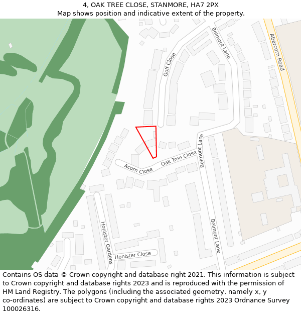 4, OAK TREE CLOSE, STANMORE, HA7 2PX: Location map and indicative extent of plot