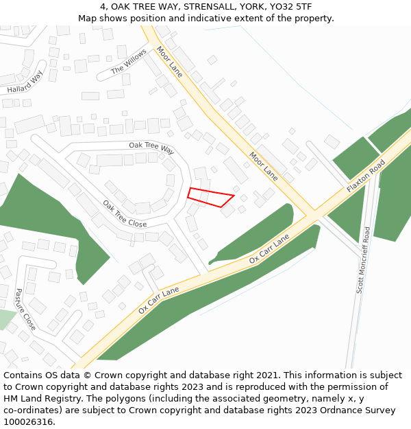 4, OAK TREE WAY, STRENSALL, YORK, YO32 5TF: Location map and indicative extent of plot