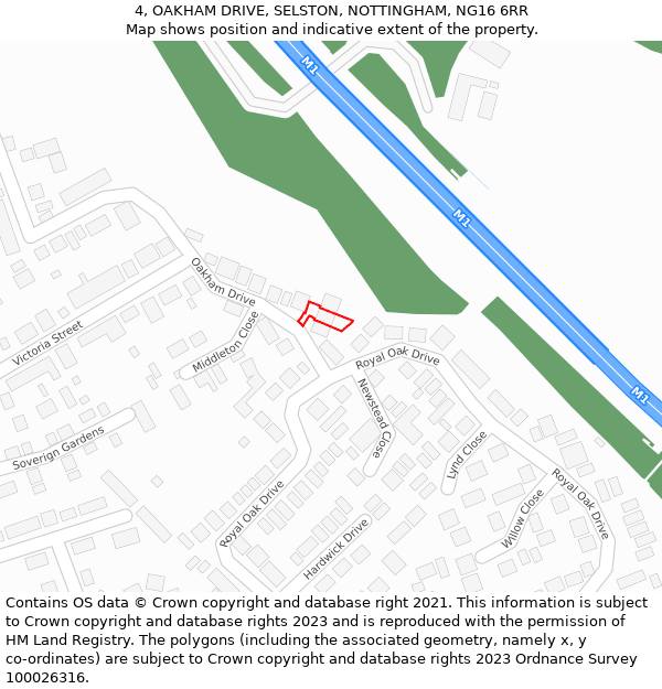 4, OAKHAM DRIVE, SELSTON, NOTTINGHAM, NG16 6RR: Location map and indicative extent of plot