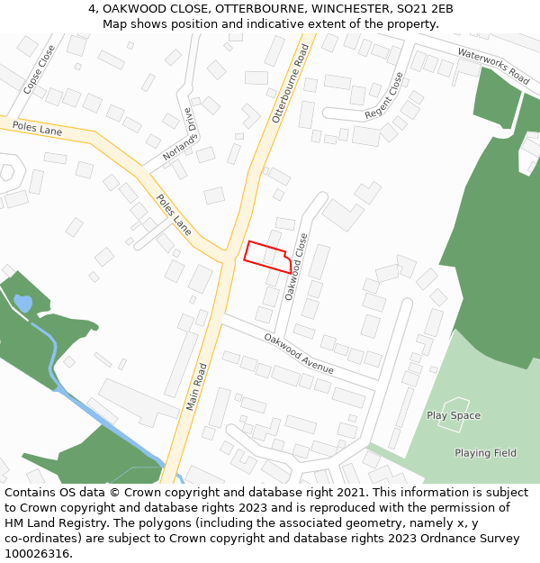 4, OAKWOOD CLOSE, OTTERBOURNE, WINCHESTER, SO21 2EB: Location map and indicative extent of plot