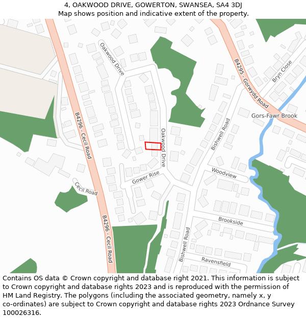 4, OAKWOOD DRIVE, GOWERTON, SWANSEA, SA4 3DJ: Location map and indicative extent of plot