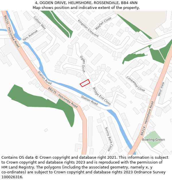 4, OGDEN DRIVE, HELMSHORE, ROSSENDALE, BB4 4NN: Location map and indicative extent of plot