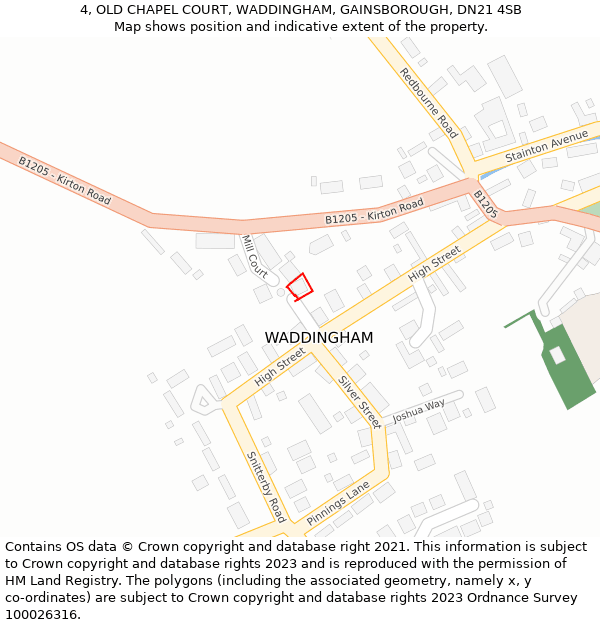 4, OLD CHAPEL COURT, WADDINGHAM, GAINSBOROUGH, DN21 4SB: Location map and indicative extent of plot