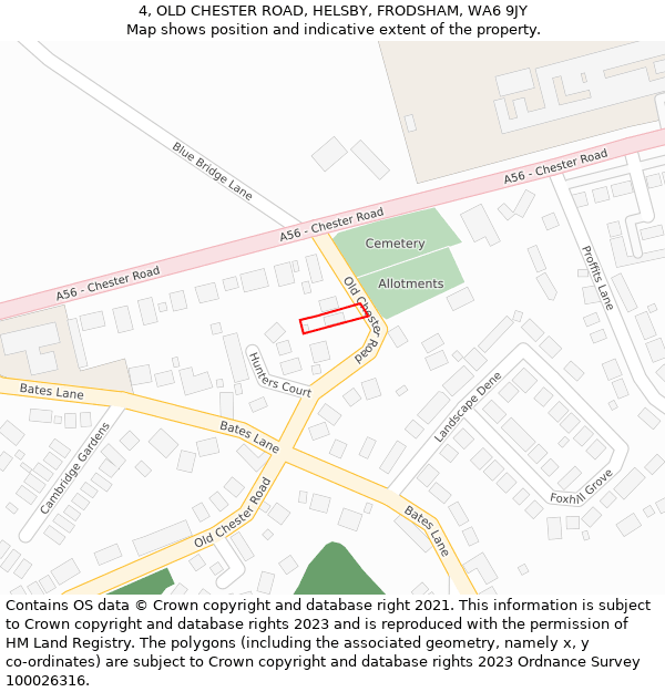 4, OLD CHESTER ROAD, HELSBY, FRODSHAM, WA6 9JY: Location map and indicative extent of plot