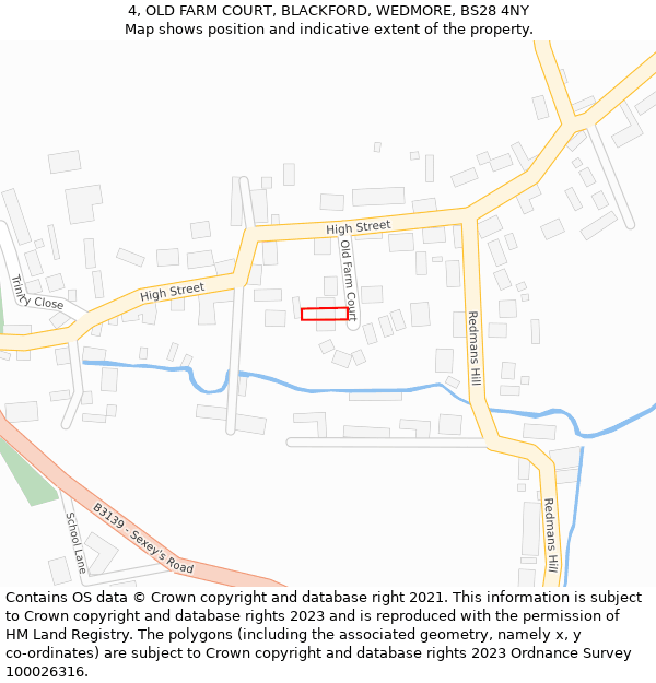 4, OLD FARM COURT, BLACKFORD, WEDMORE, BS28 4NY: Location map and indicative extent of plot