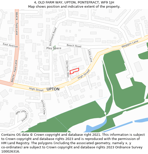 4, OLD FARM WAY, UPTON, PONTEFRACT, WF9 1JH: Location map and indicative extent of plot