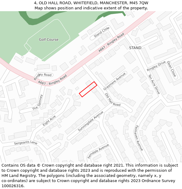 4, OLD HALL ROAD, WHITEFIELD, MANCHESTER, M45 7QW: Location map and indicative extent of plot
