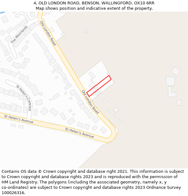 4, OLD LONDON ROAD, BENSON, WALLINGFORD, OX10 6RR: Location map and indicative extent of plot