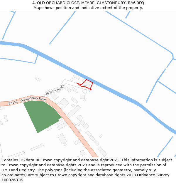 4, OLD ORCHARD CLOSE, MEARE, GLASTONBURY, BA6 9FQ: Location map and indicative extent of plot