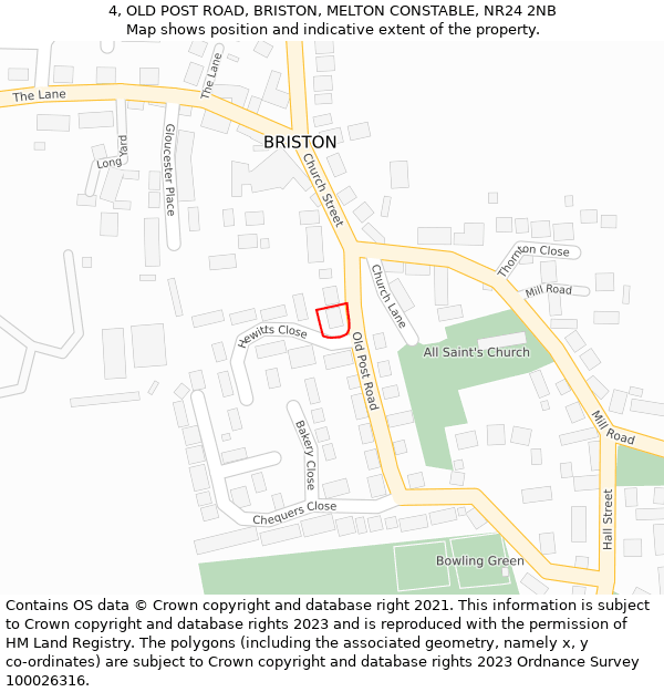 4, OLD POST ROAD, BRISTON, MELTON CONSTABLE, NR24 2NB: Location map and indicative extent of plot