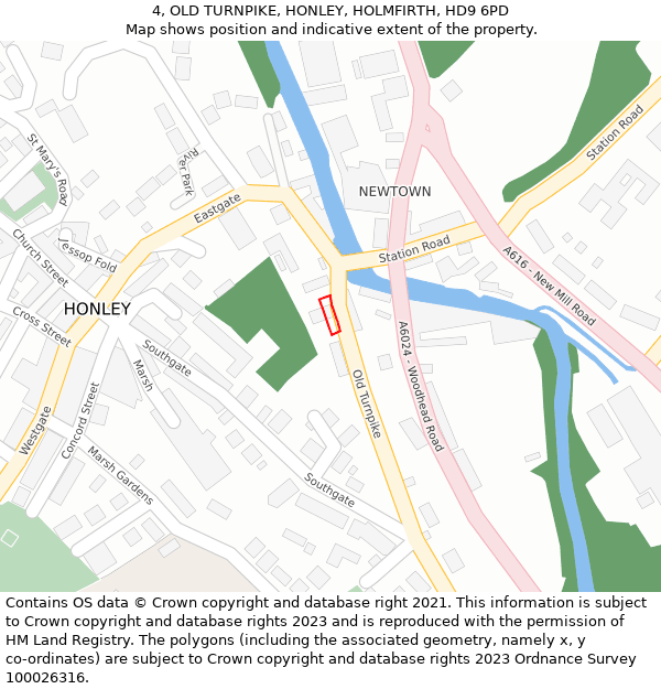4, OLD TURNPIKE, HONLEY, HOLMFIRTH, HD9 6PD: Location map and indicative extent of plot