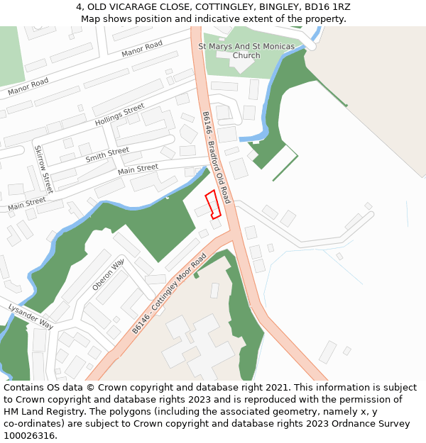 4, OLD VICARAGE CLOSE, COTTINGLEY, BINGLEY, BD16 1RZ: Location map and indicative extent of plot