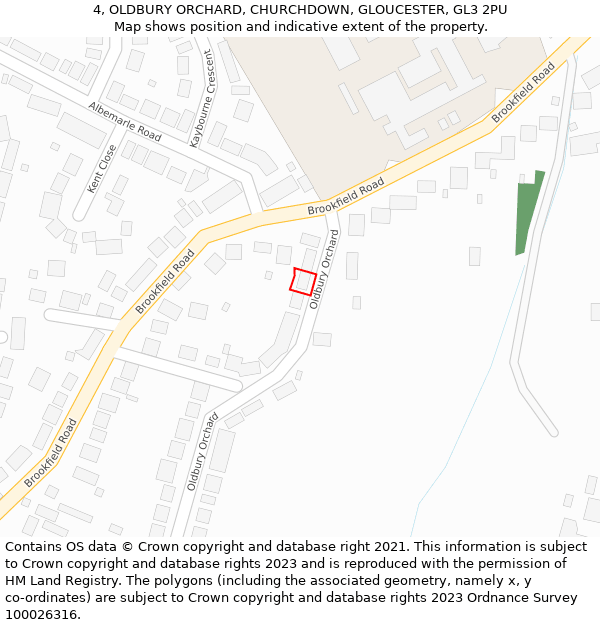 4, OLDBURY ORCHARD, CHURCHDOWN, GLOUCESTER, GL3 2PU: Location map and indicative extent of plot