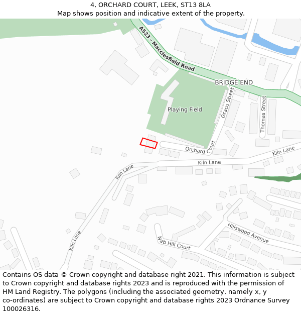 4, ORCHARD COURT, LEEK, ST13 8LA: Location map and indicative extent of plot