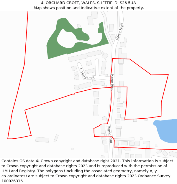 4, ORCHARD CROFT, WALES, SHEFFIELD, S26 5UA: Location map and indicative extent of plot