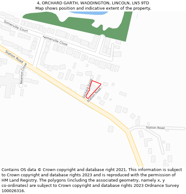 4, ORCHARD GARTH, WADDINGTON, LINCOLN, LN5 9TD: Location map and indicative extent of plot