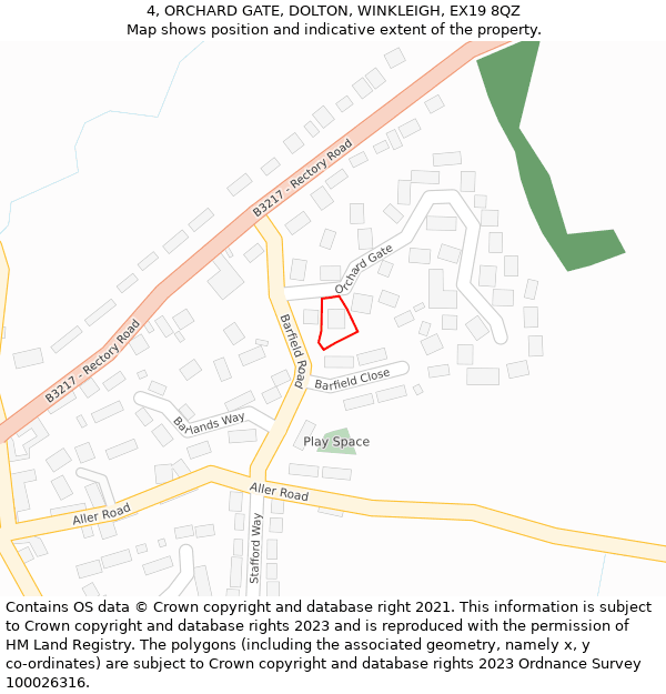4, ORCHARD GATE, DOLTON, WINKLEIGH, EX19 8QZ: Location map and indicative extent of plot